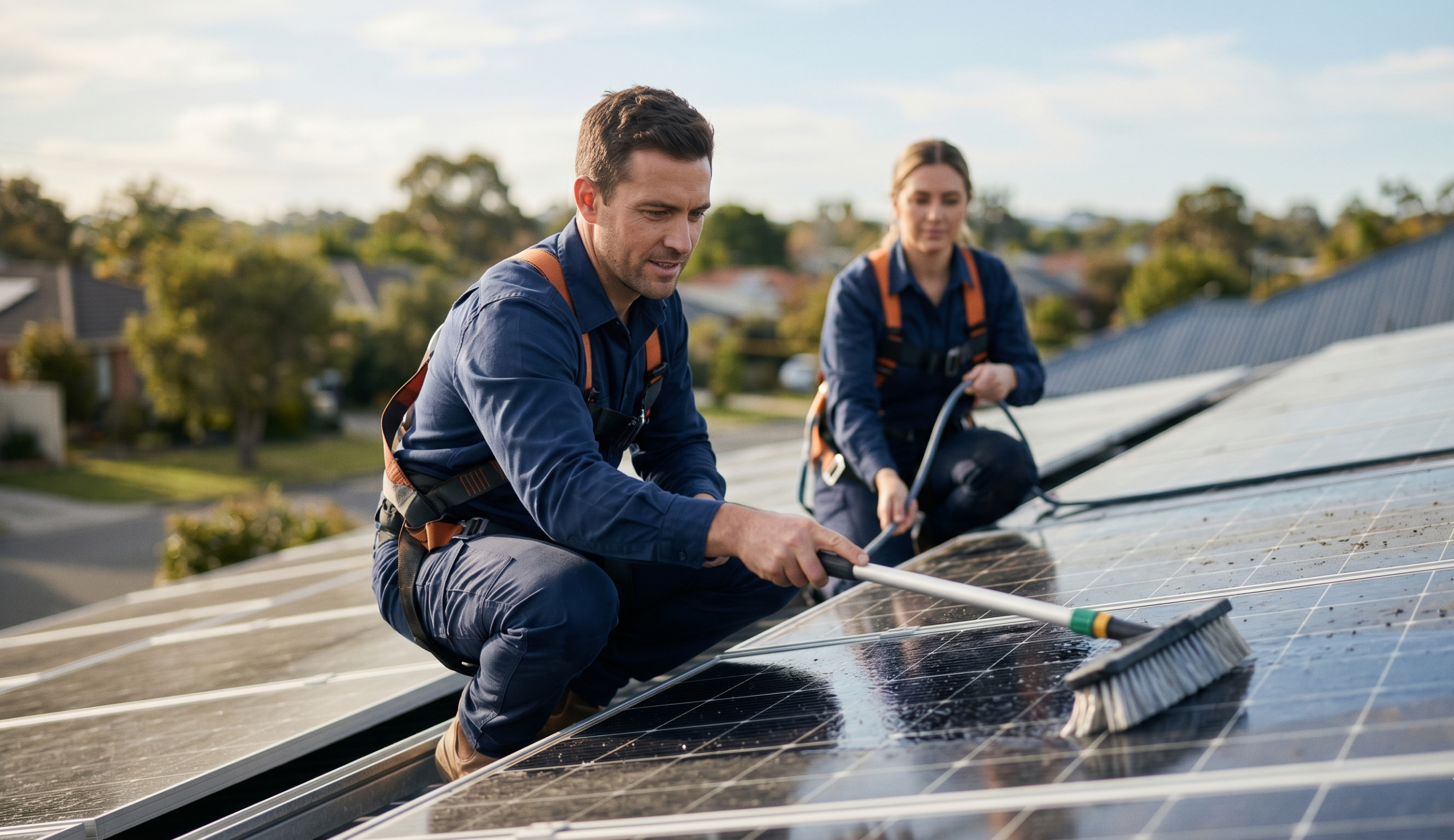 solar panel cleaning services - freshline solutions